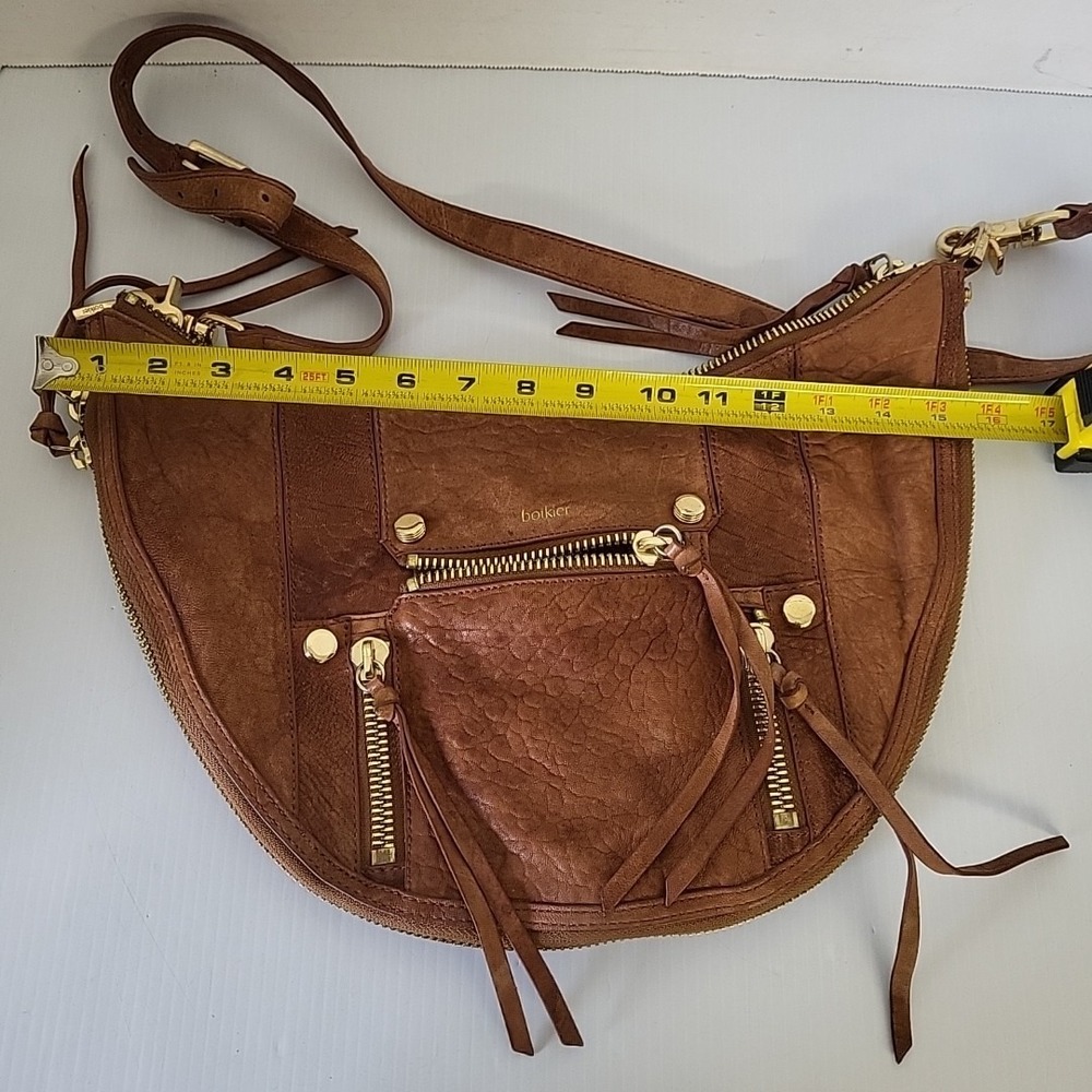 Botkier‎ Taupe Leather Medium Fringe Shoulder Bag Purse - Picture 9 of 10